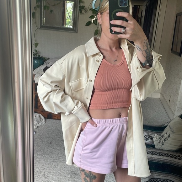 H&M Cream Lightweight Oversized Shirt Jacket Casual Fit - Picture 3 of 13